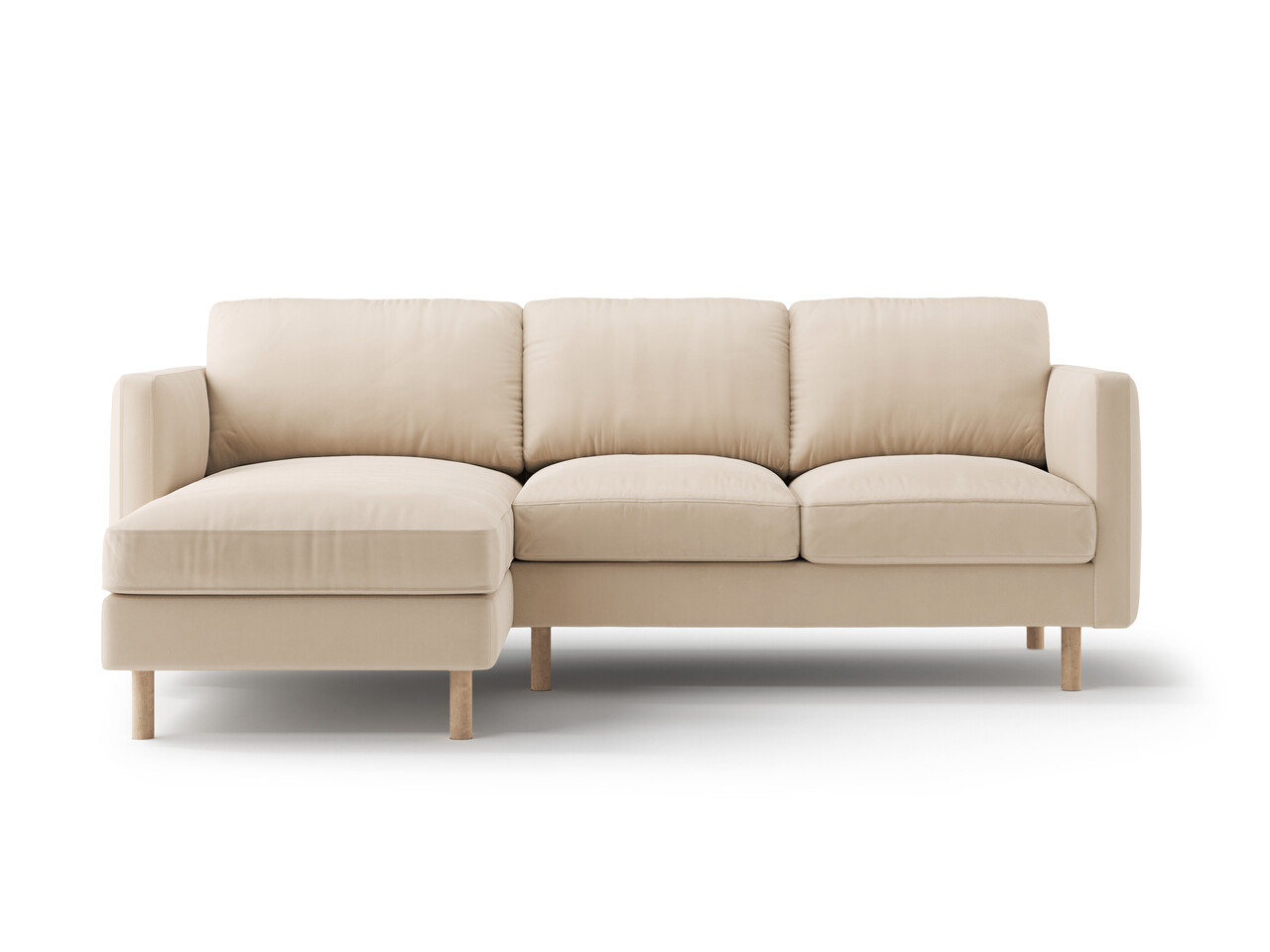 Coltar stanga 3 locuri, Eden, Micadoni Home, 223x150x90 cm, catifea, bej nude - imagine 6